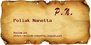 Poliak Nanetta névjegykártya